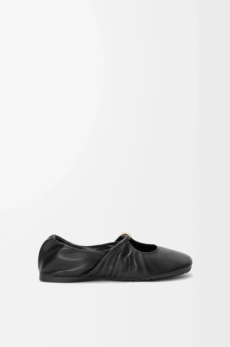 ballerine souple pebble en cuir dagneau nappa noir