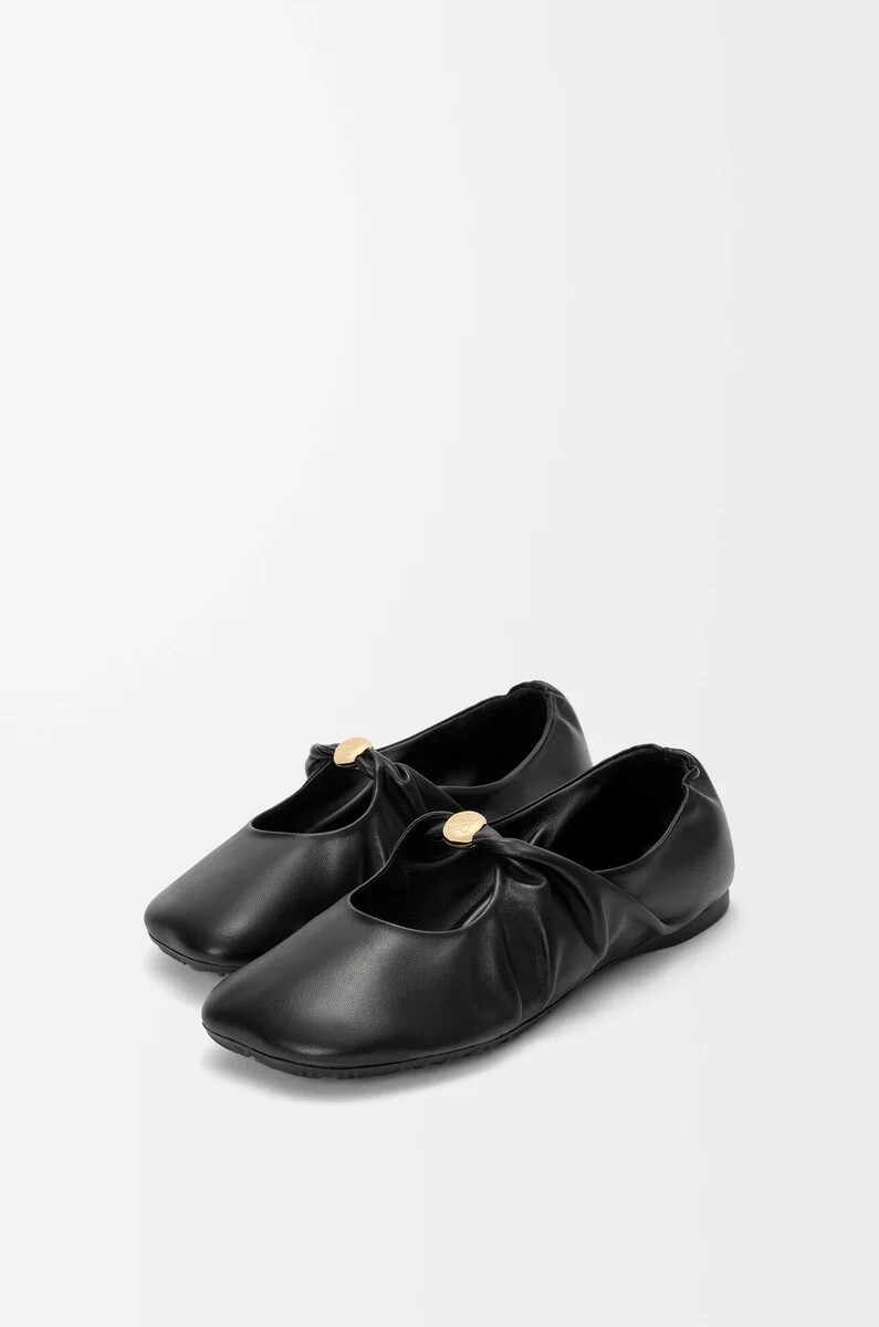 ballerine souple pebble en cuir dagneau nappa noir