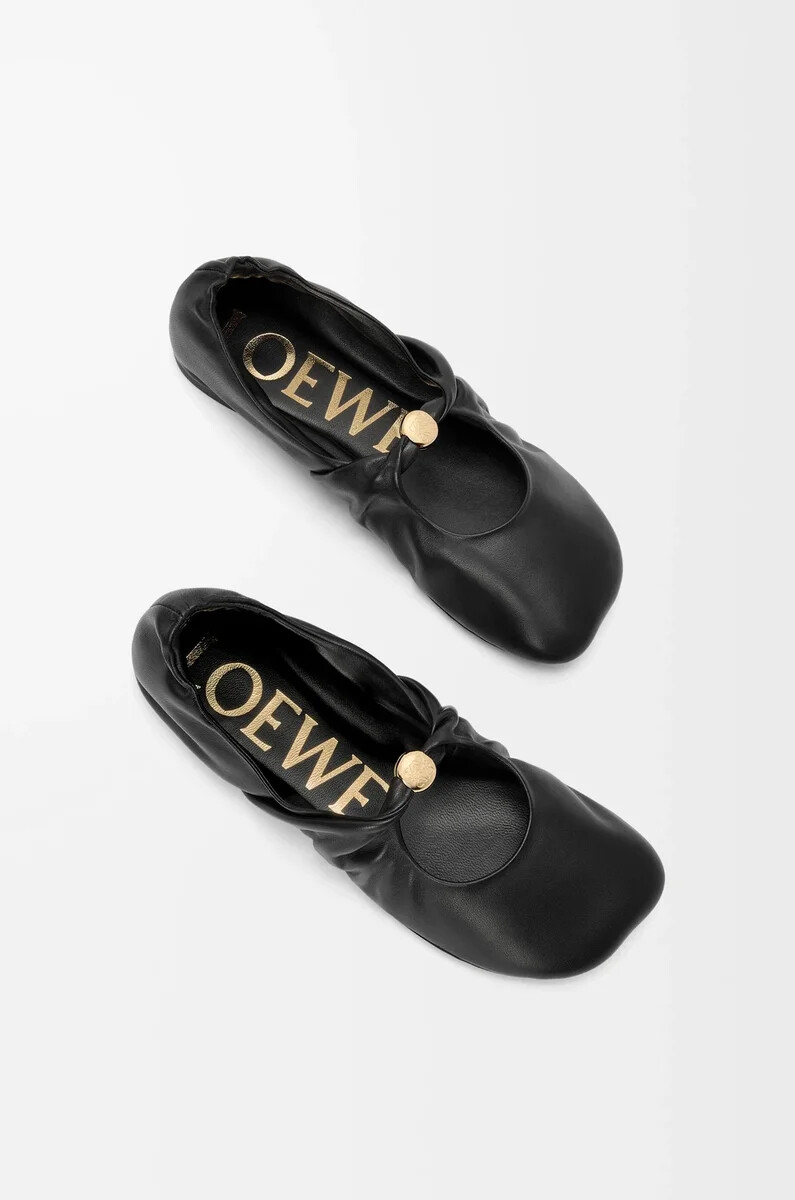 ballerine souple pebble en cuir dagneau nappa noir