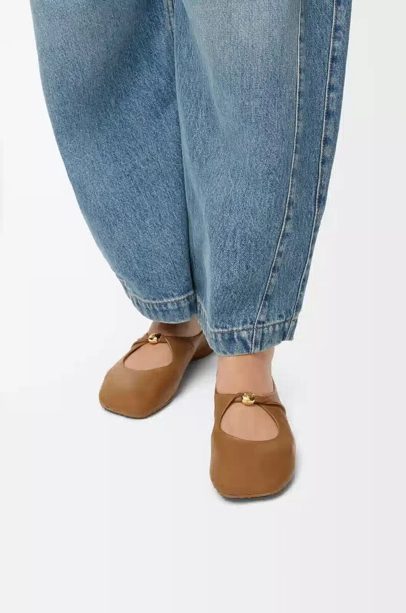 ballerine souple pebble soft en cuir dagneau nappa chêne