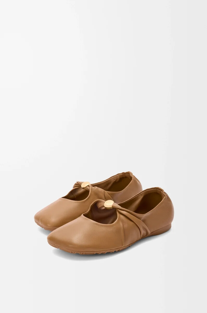 ballerine souple pebble soft en cuir dagneau nappa chêne