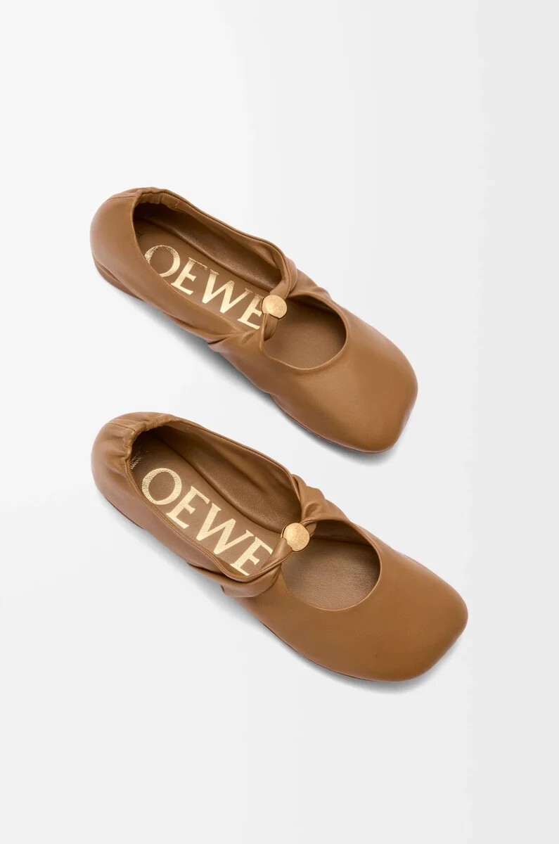 ballerine souple pebble soft en cuir dagneau nappa chêne