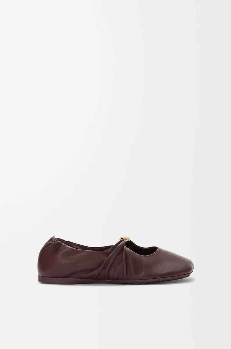 ballerines souples pebble soft en cuir dagneau nappa bordeaux