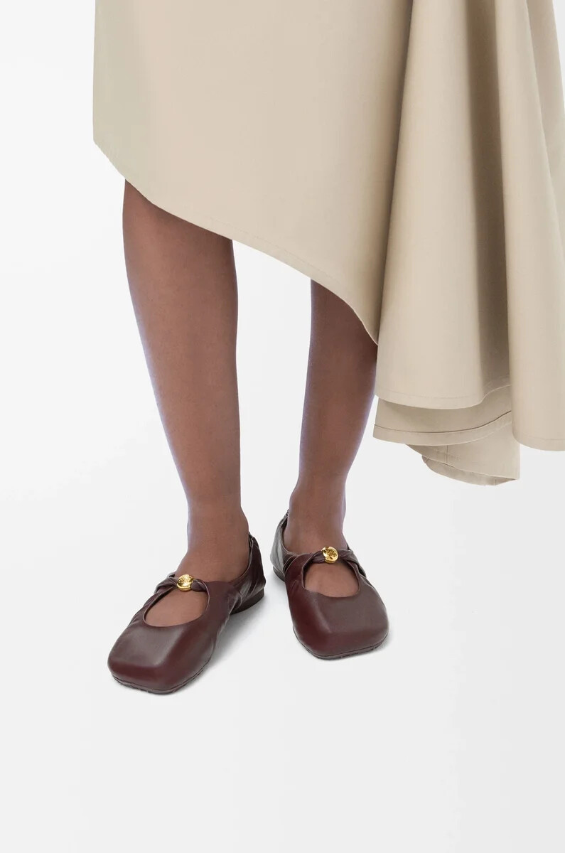 ballerines souples pebble soft en cuir dagneau nappa bordeaux