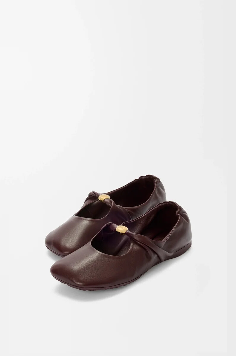 ballerines souples pebble soft en cuir dagneau nappa bordeaux