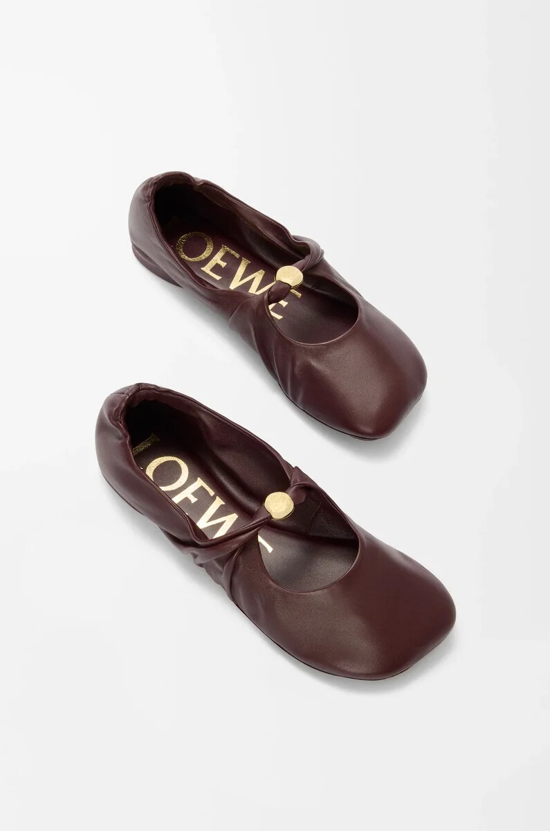ballerines souples pebble soft en cuir dagneau nappa bordeaux