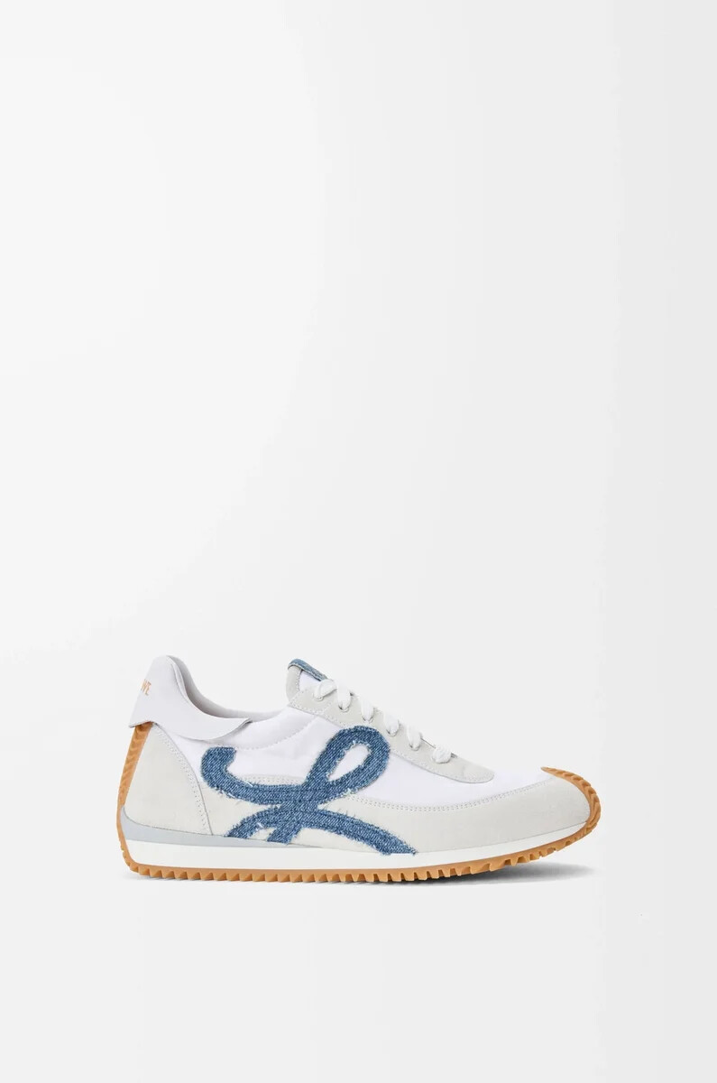 flow runner 2.0 en nylon et daim blancdenim clair
