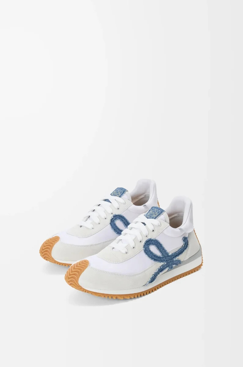 flow runner 2.0 en nylon et daim blancdenim clair