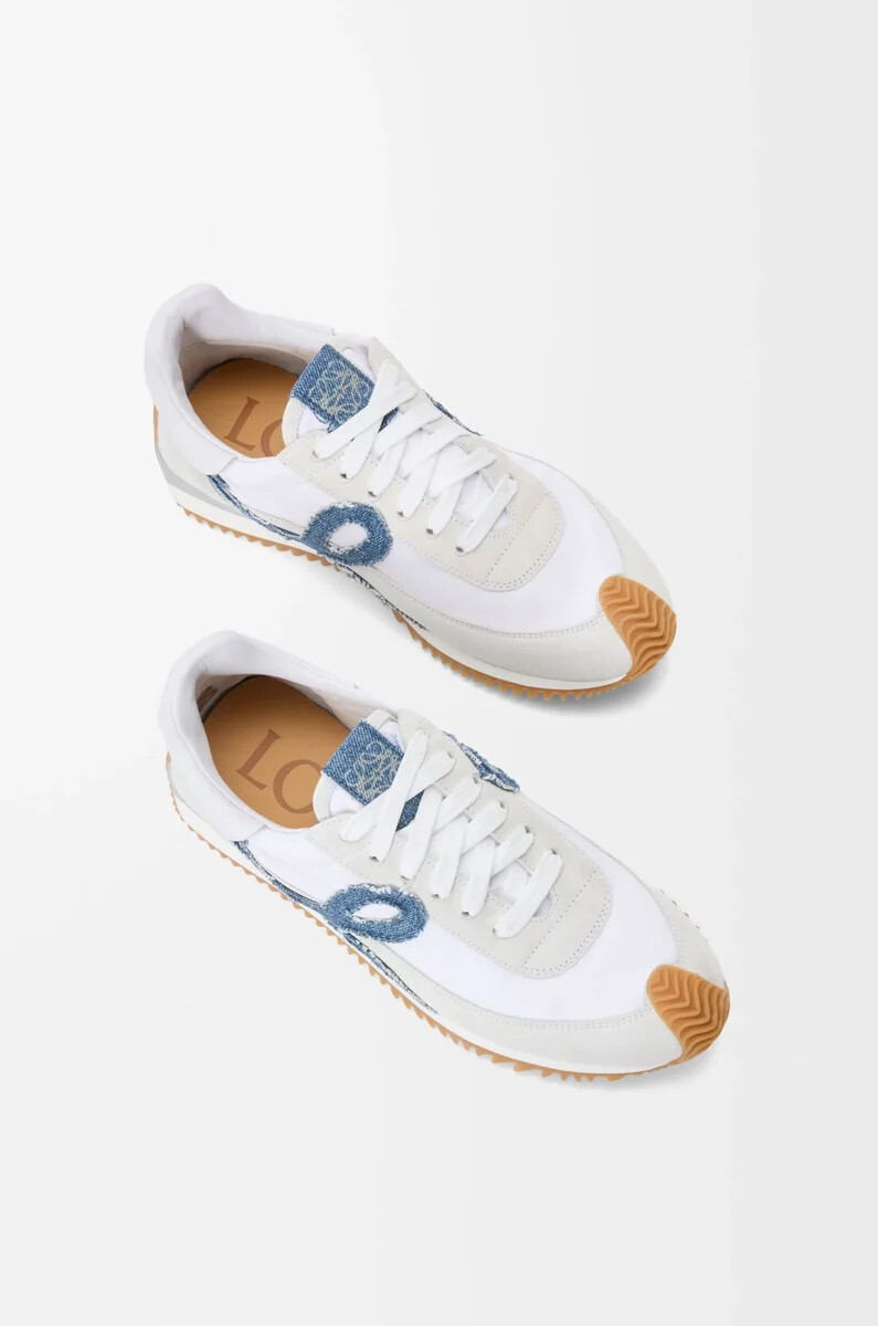 flow runner 2.0 en nylon et daim blancdenim clair