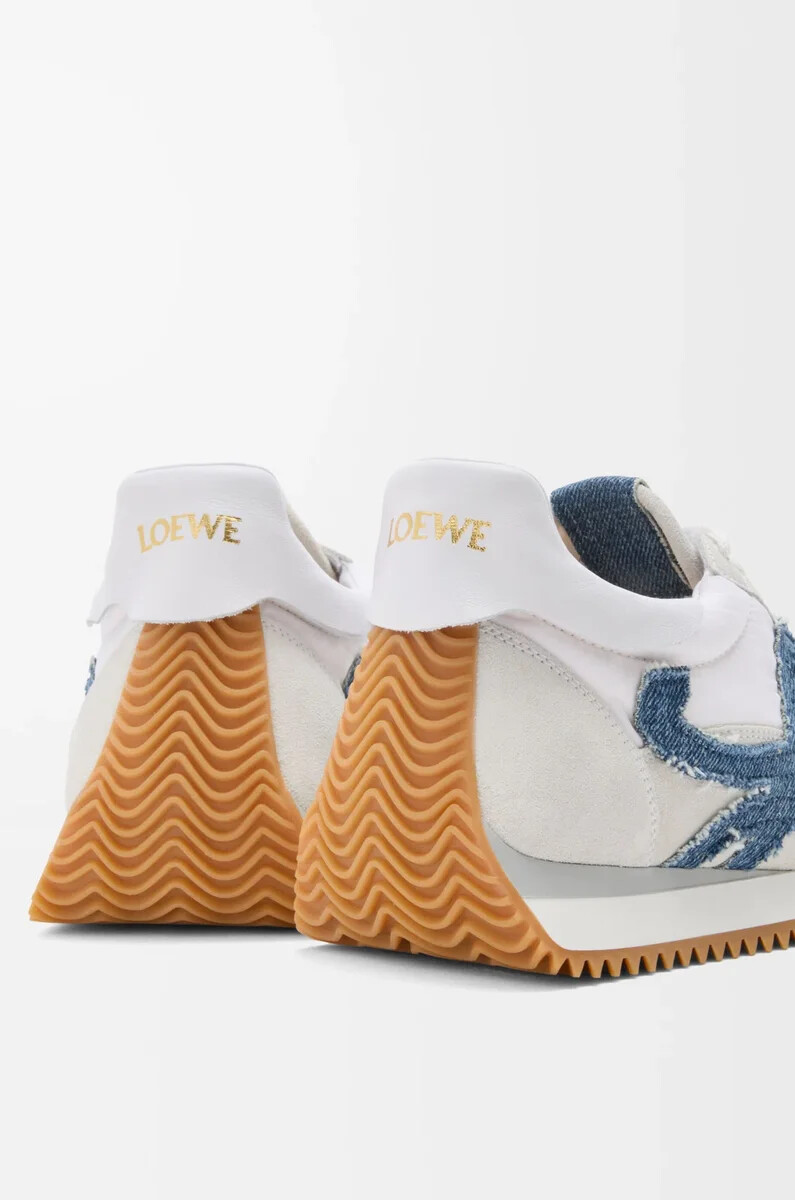 flow runner 2.0 en nylon et daim blancdenim clair