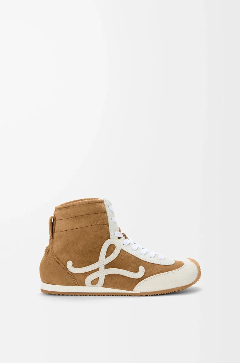 baskets montantes ballet runner 2.0 en daim et peau lainée beigeblanc
