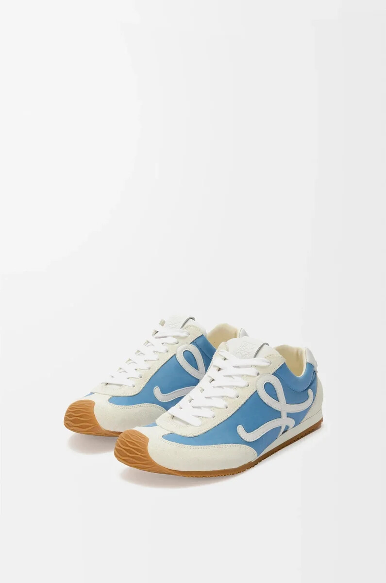 ballerine de course 2.0 en nylon et cuir de veau bleublancblanc doux
