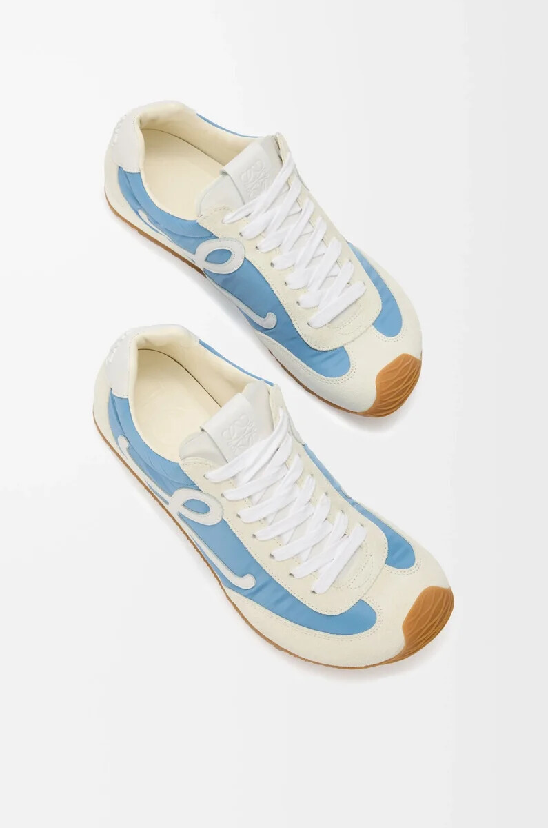 ballerine de course 2.0 en nylon et cuir de veau bleublancblanc doux