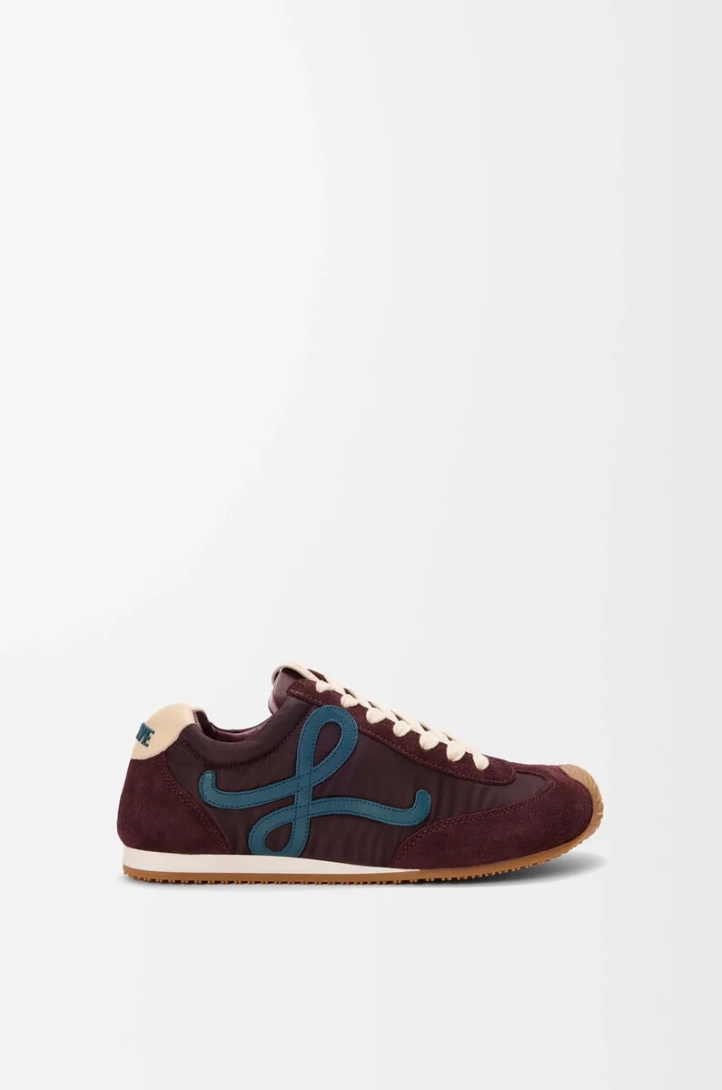 ballet runner 2.0 en nylon et cuir de veau bordeauxbleu canardbeige