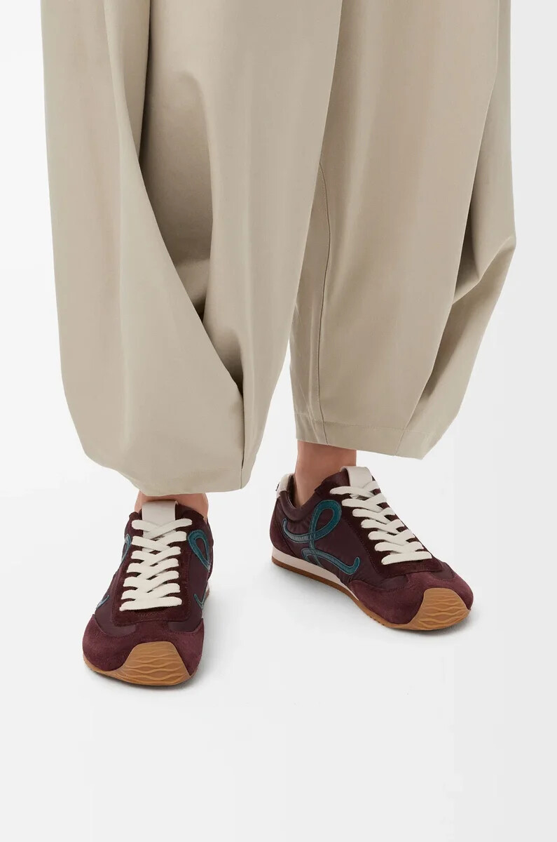ballet runner 2.0 en nylon et cuir de veau bordeauxbleu canardbeige