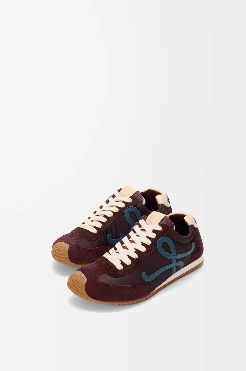 ballet runner 2.0 en nylon et cuir de veau bordeauxbleu canardbeige