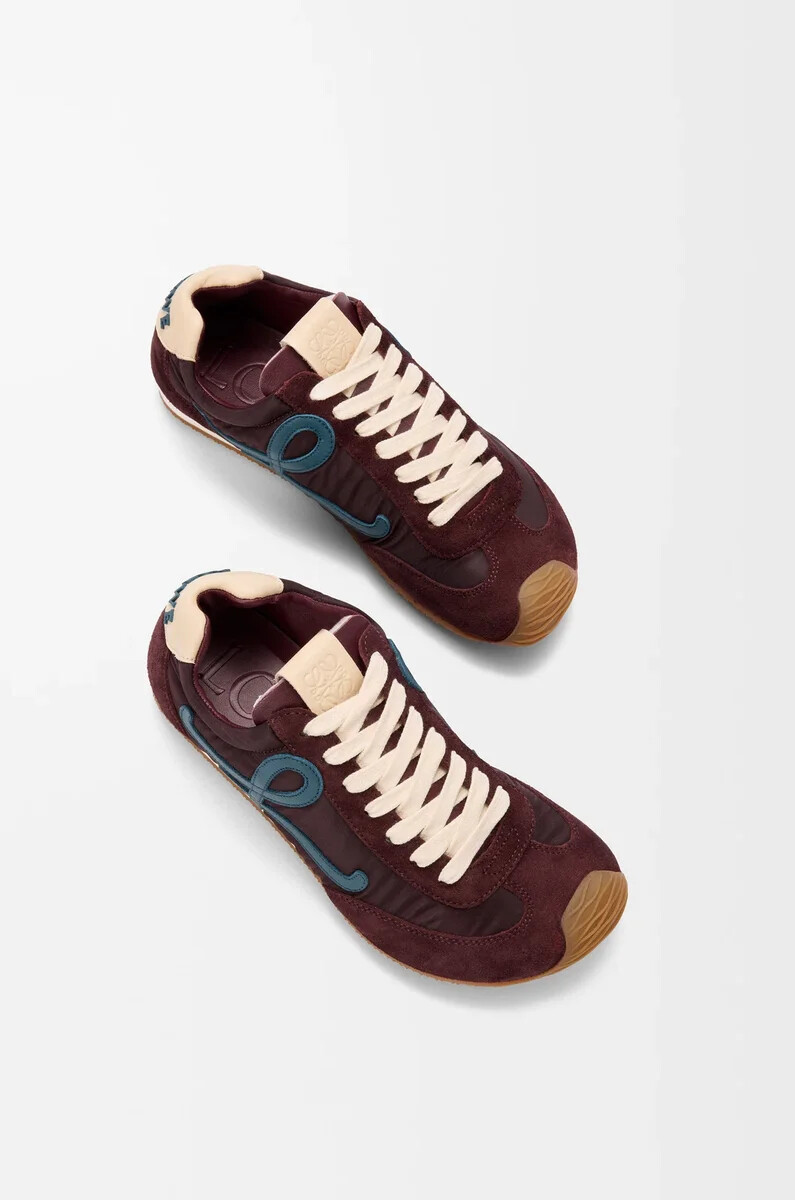 ballet runner 2.0 en nylon et cuir de veau bordeauxbleu canardbeige