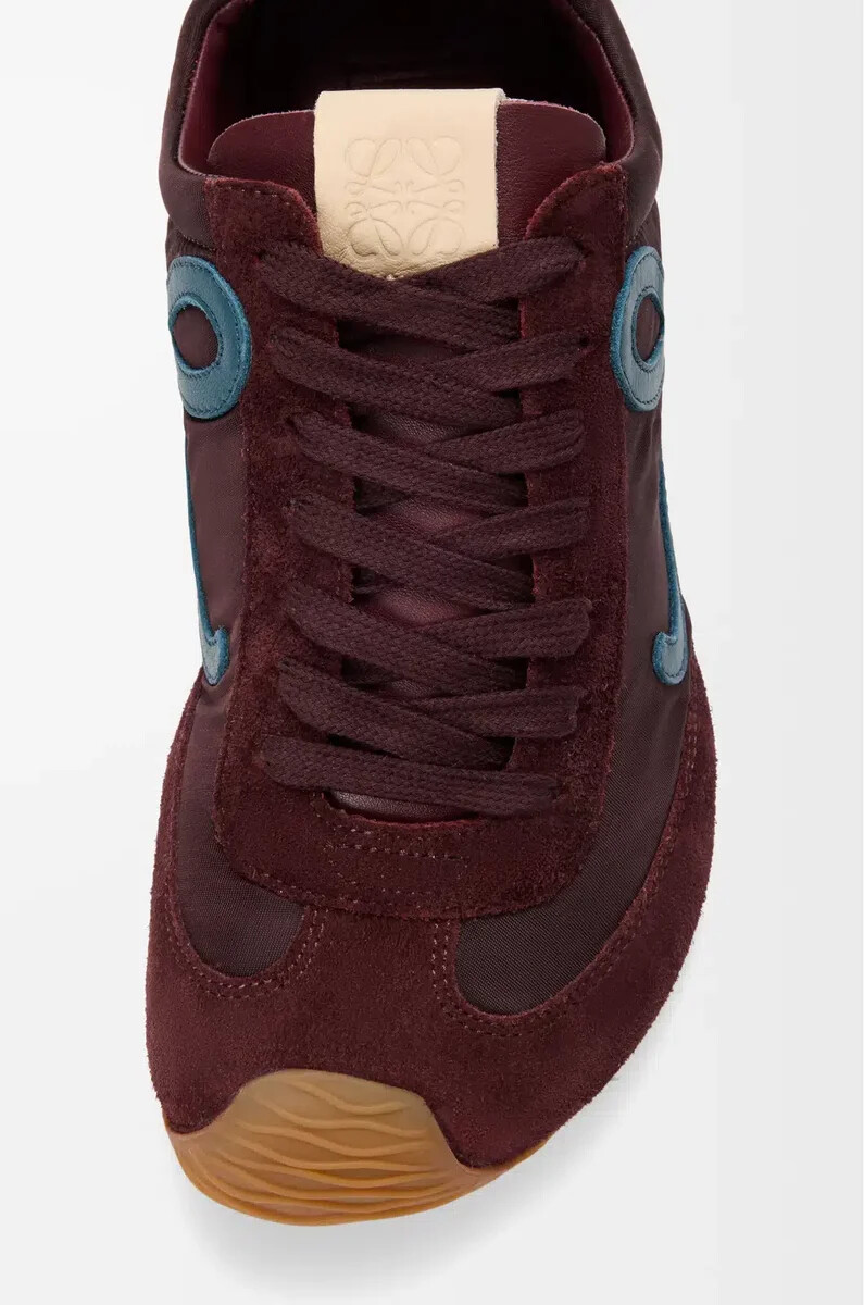 ballet runner 2.0 en nylon et cuir de veau bordeauxbleu canardbeige