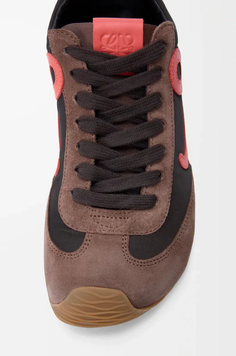 ballet runner 2.0 en nylon et cuir de veau chocolatcorailjaune