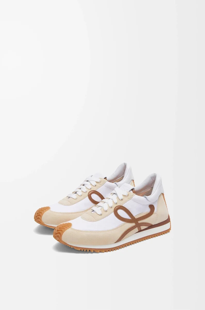 flow runner 2.0 en nylon et daim chocolatpresque optique
