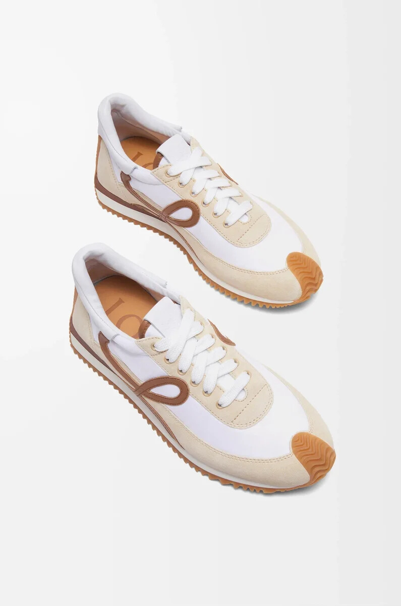 flow runner 2.0 en nylon et daim chocolatpresque optique