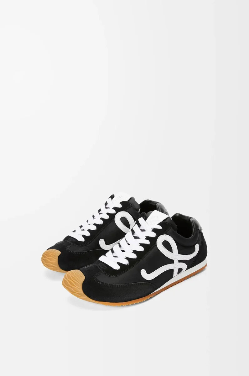 ballerine de course 2.0 en nylon et cuir de veau noirblanc