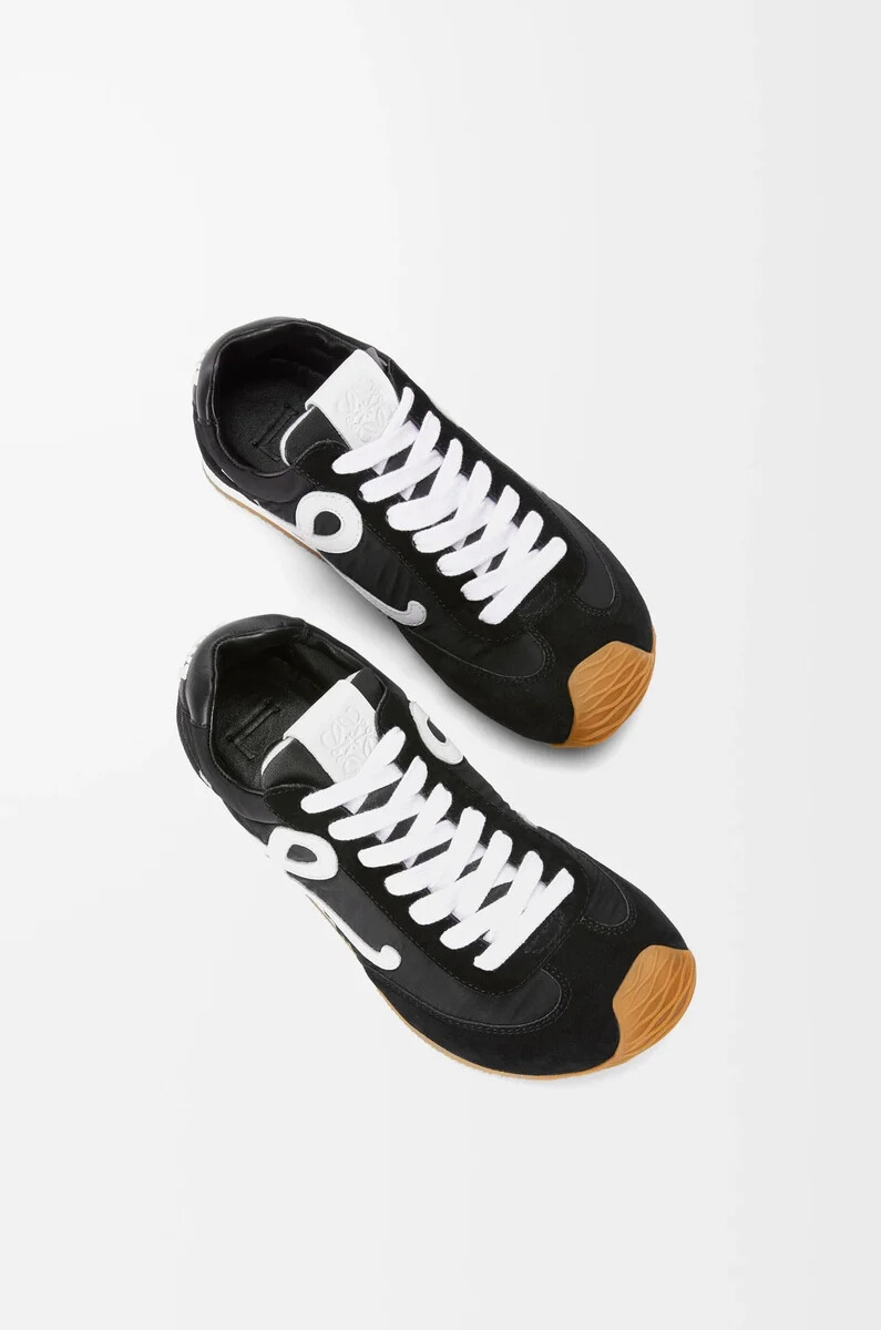 ballerine de course 2.0 en nylon et cuir de veau noirblanc