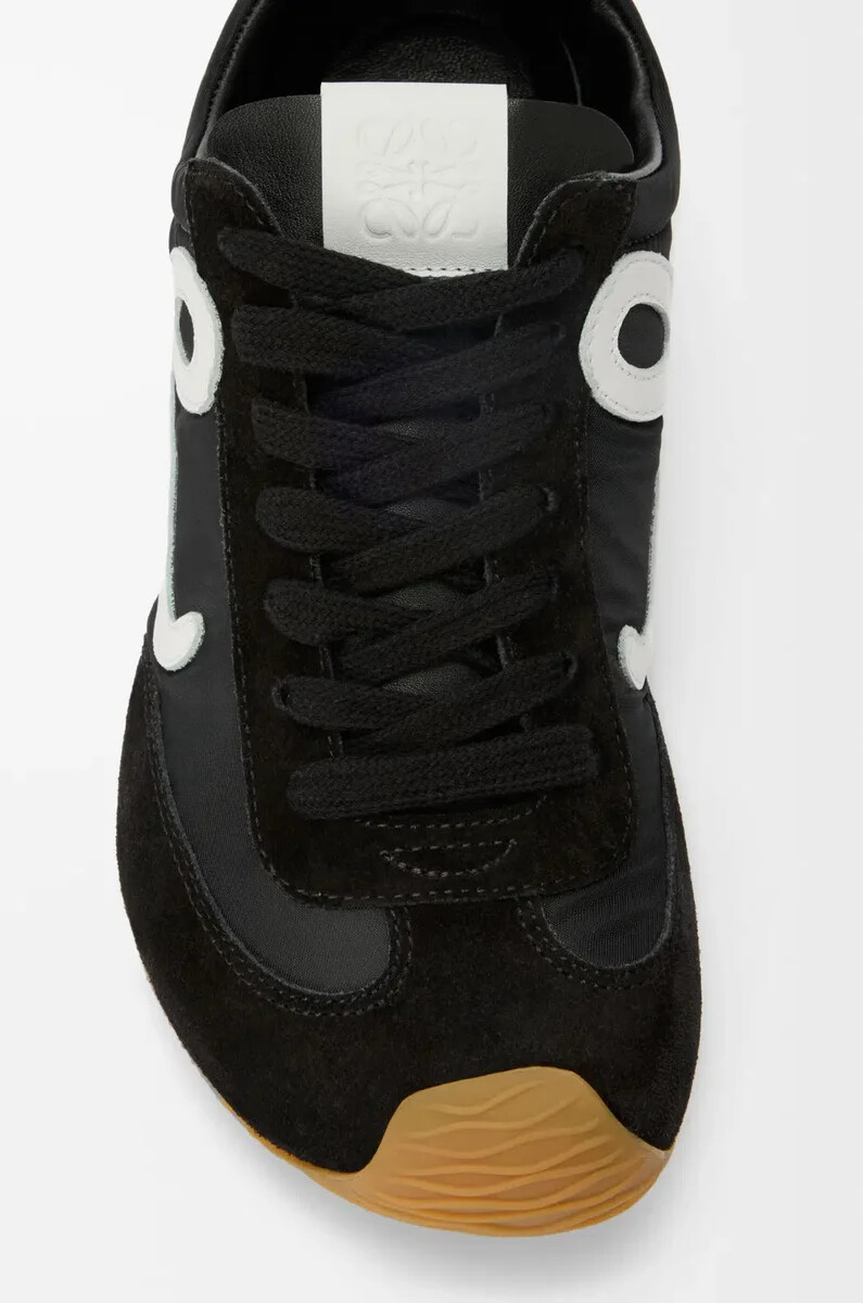 ballerine de course 2.0 en nylon et cuir de veau noirblanc