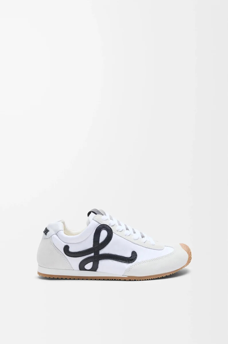 ballerine de course 2.0 en nylon et cuir de veau blancnoir
