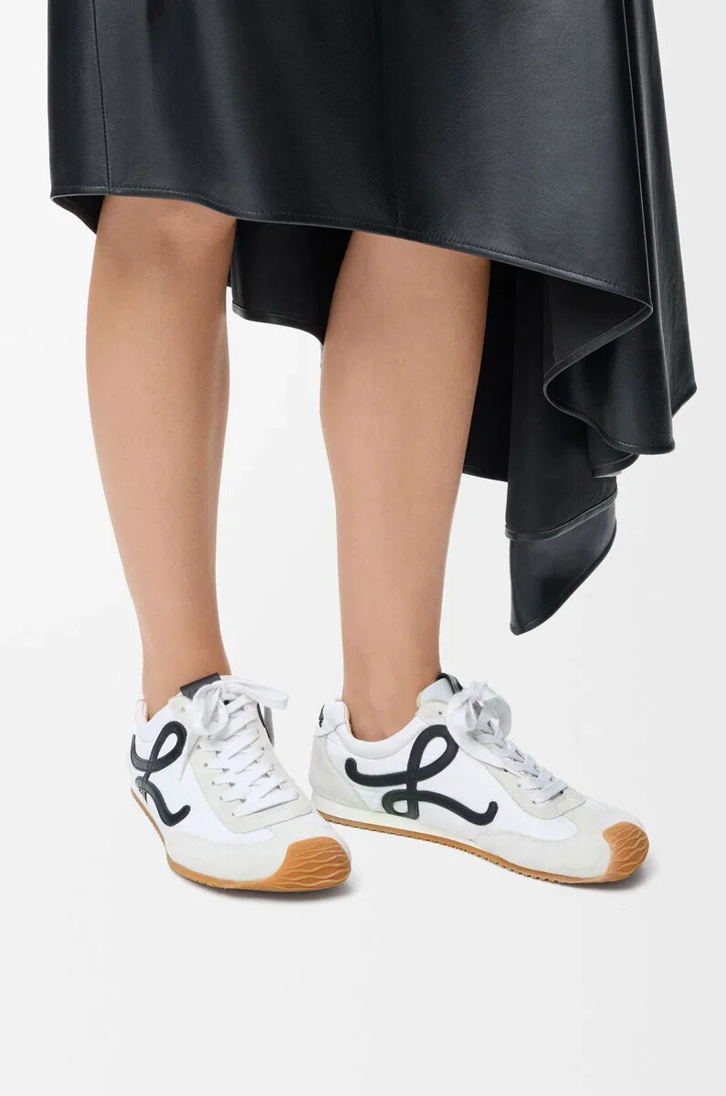 ballerine de course 2.0 en nylon et cuir de veau blancnoir