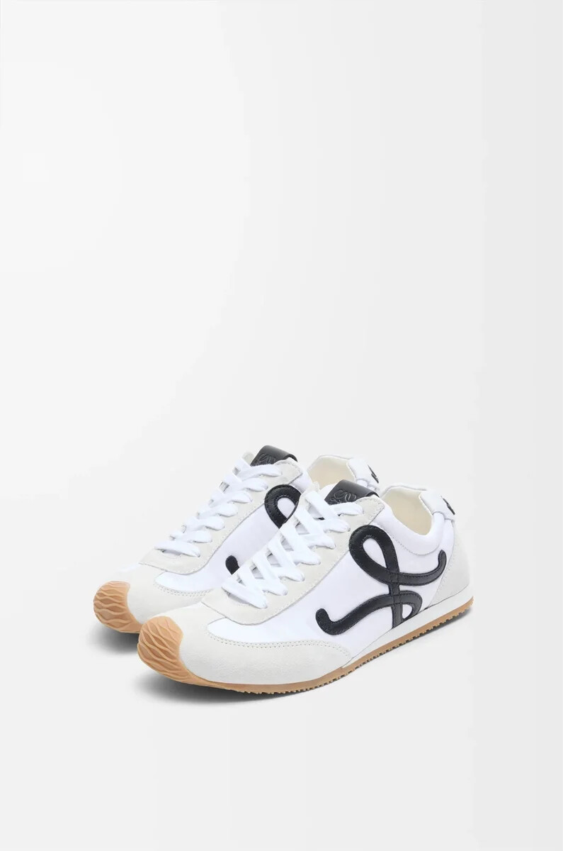 ballerine de course 2.0 en nylon et cuir de veau blancnoir