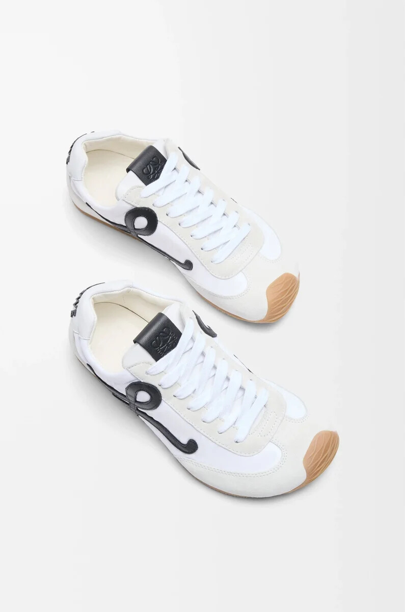 ballerine de course 2.0 en nylon et cuir de veau blancnoir