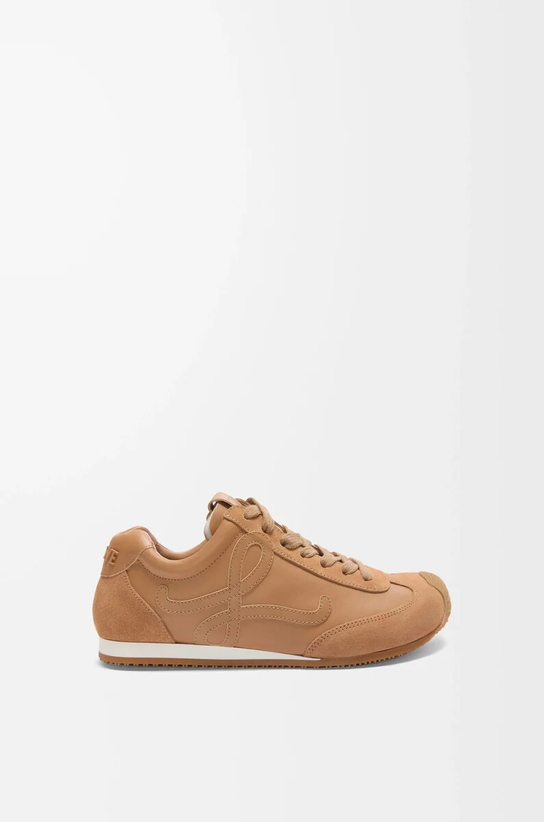 ballerine runner 2.0 en cuir de veau souple couleur cannelle