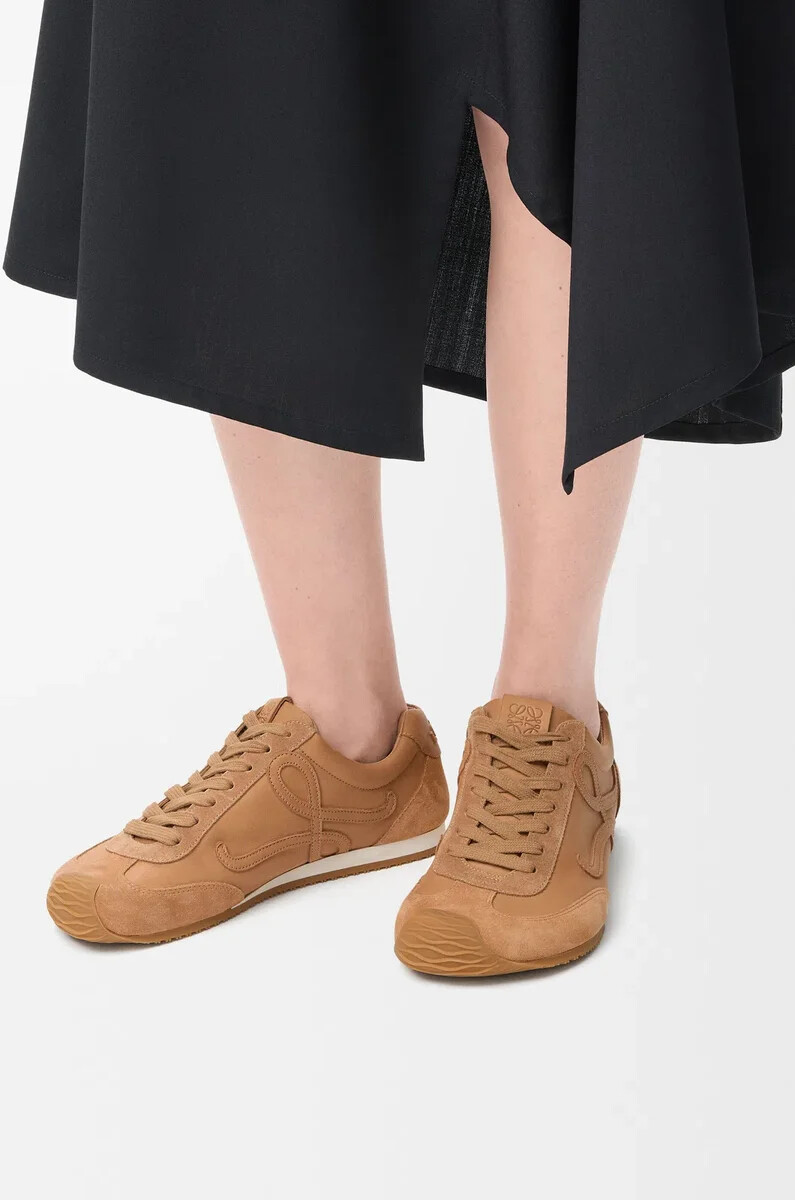ballerine runner 2.0 en cuir de veau souple couleur cannelle
