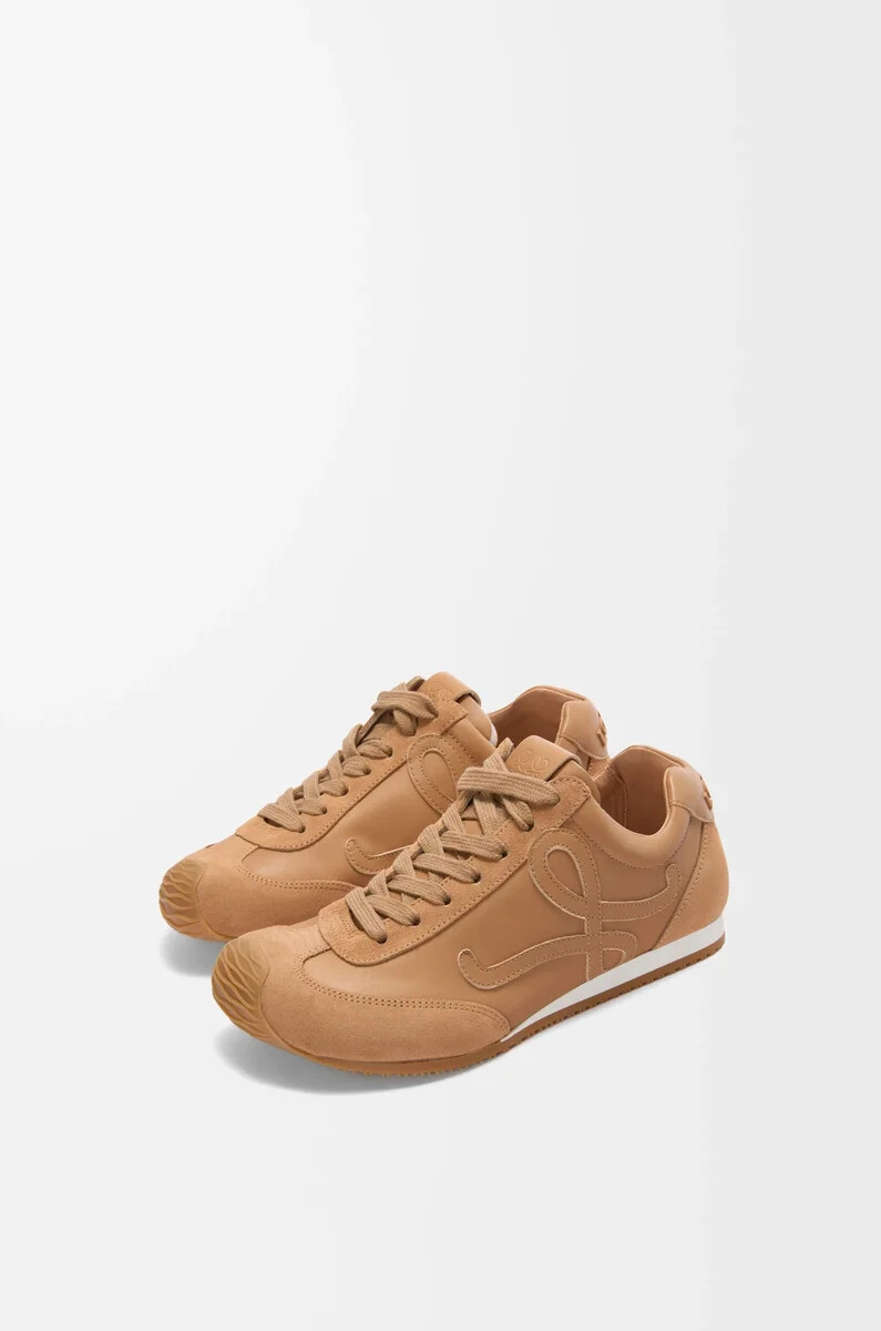 ballerine runner 2.0 en cuir de veau souple couleur cannelle