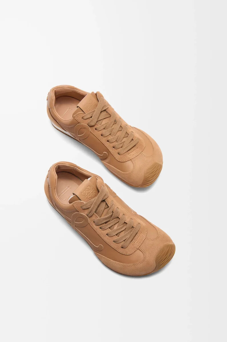 ballerine runner 2.0 en cuir de veau souple couleur cannelle