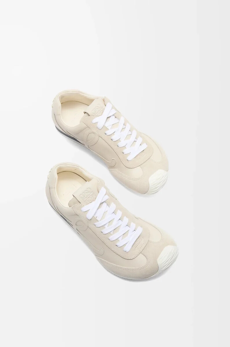 ballerine runner 2.0 en cuir de veau souple blanc