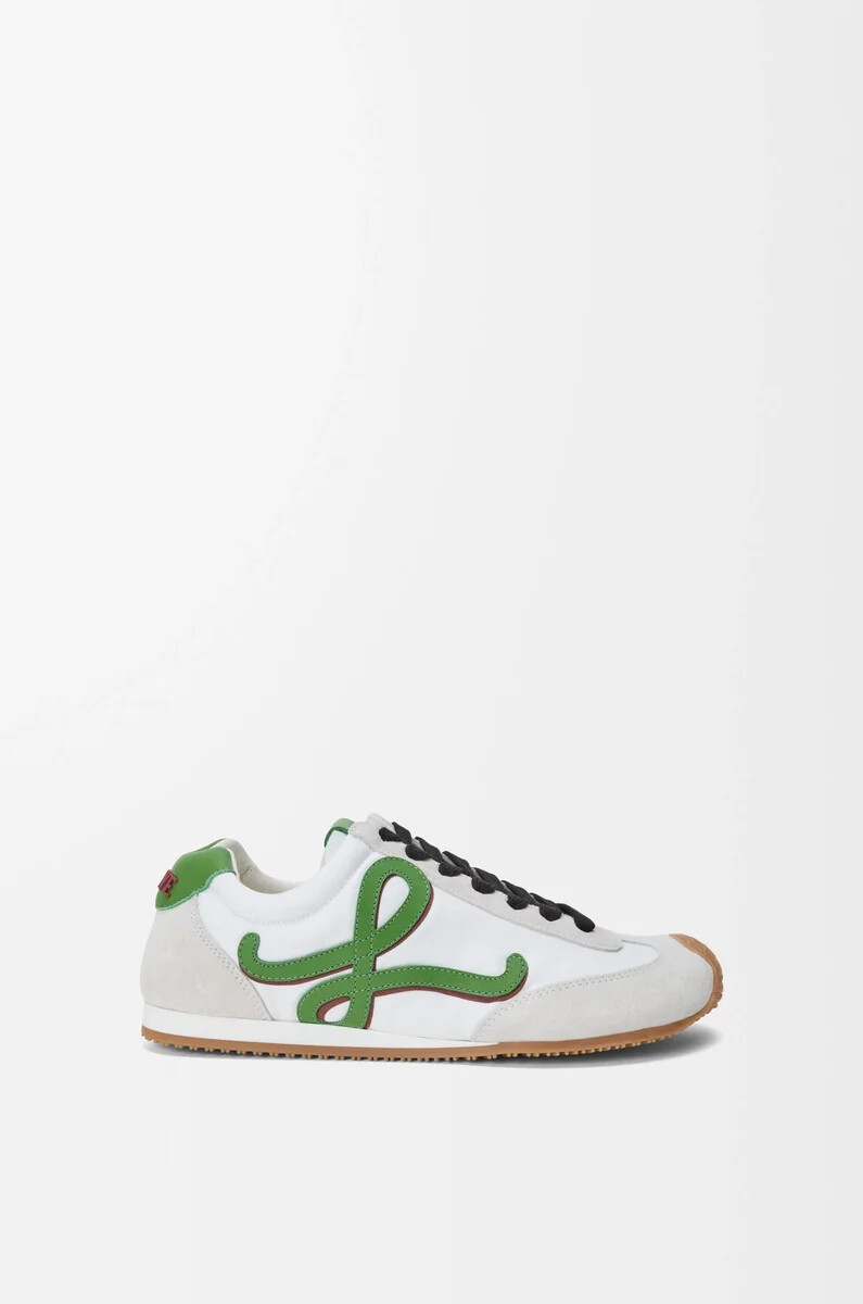 ballet runner 2.0 en nylon et cuir de veau blancvert herbeorange foncé