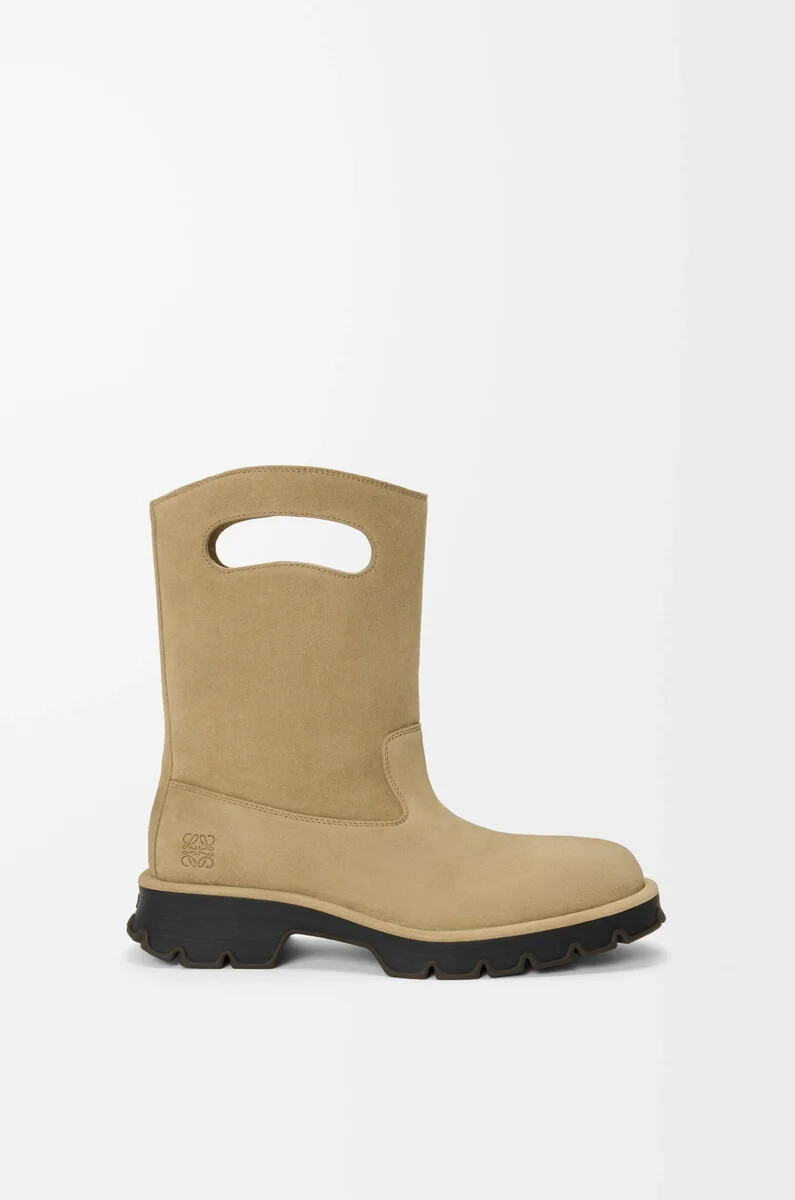 bottes bobby en cuir de veau fendu ciré sahara