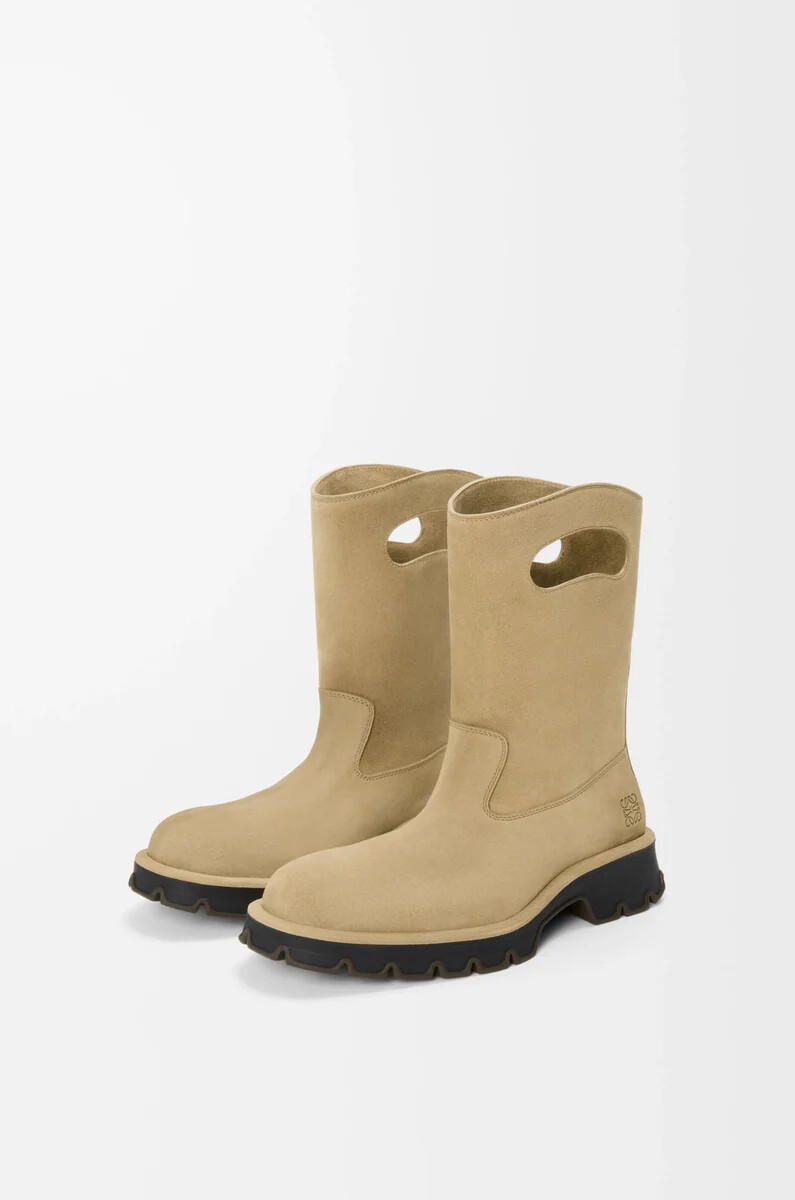 bottes bobby en cuir de veau fendu ciré sahara