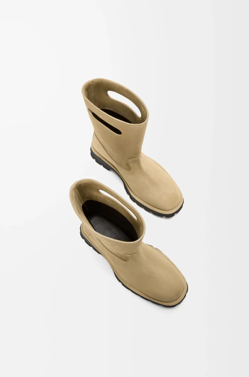 bottes bobby en cuir de veau fendu ciré sahara