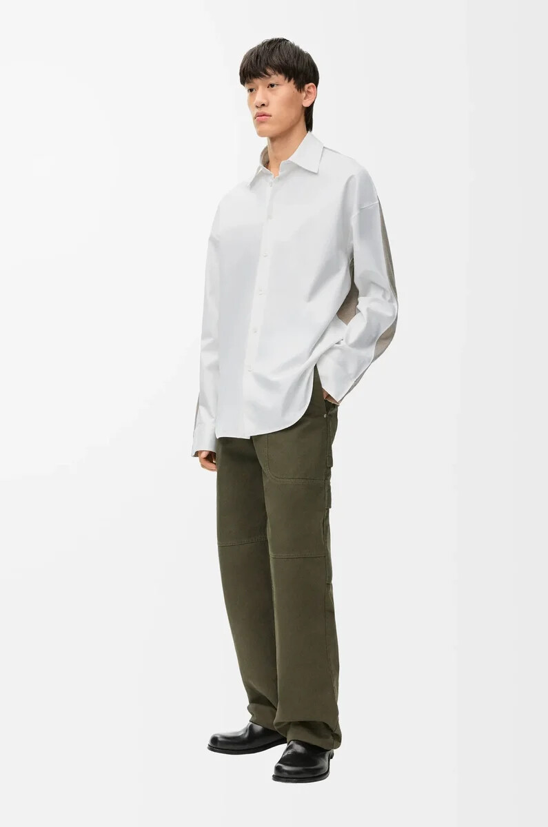 chemise hybride en coton et laine blancbeige