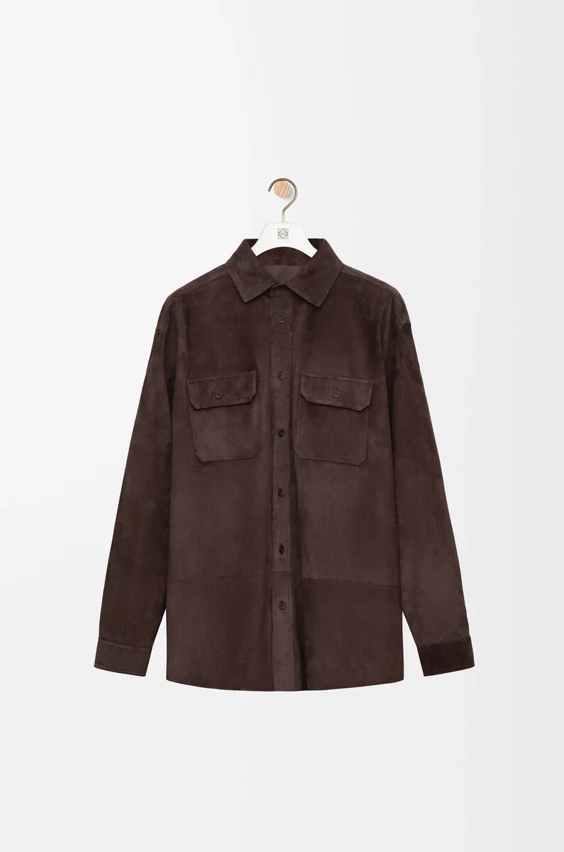 surchemise en veau daim marron foncé