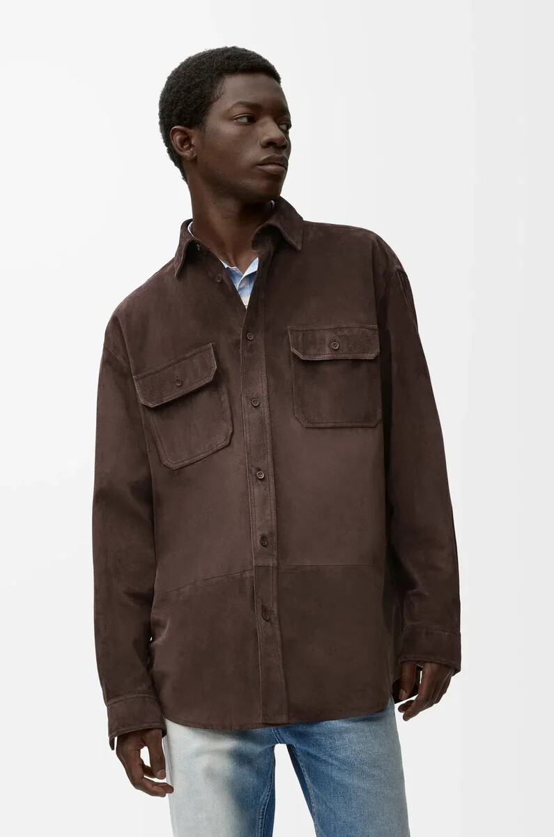 surchemise en veau daim marron foncé