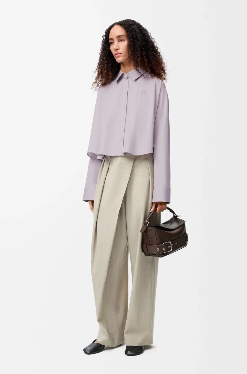 chemise trapèze en coton lilas