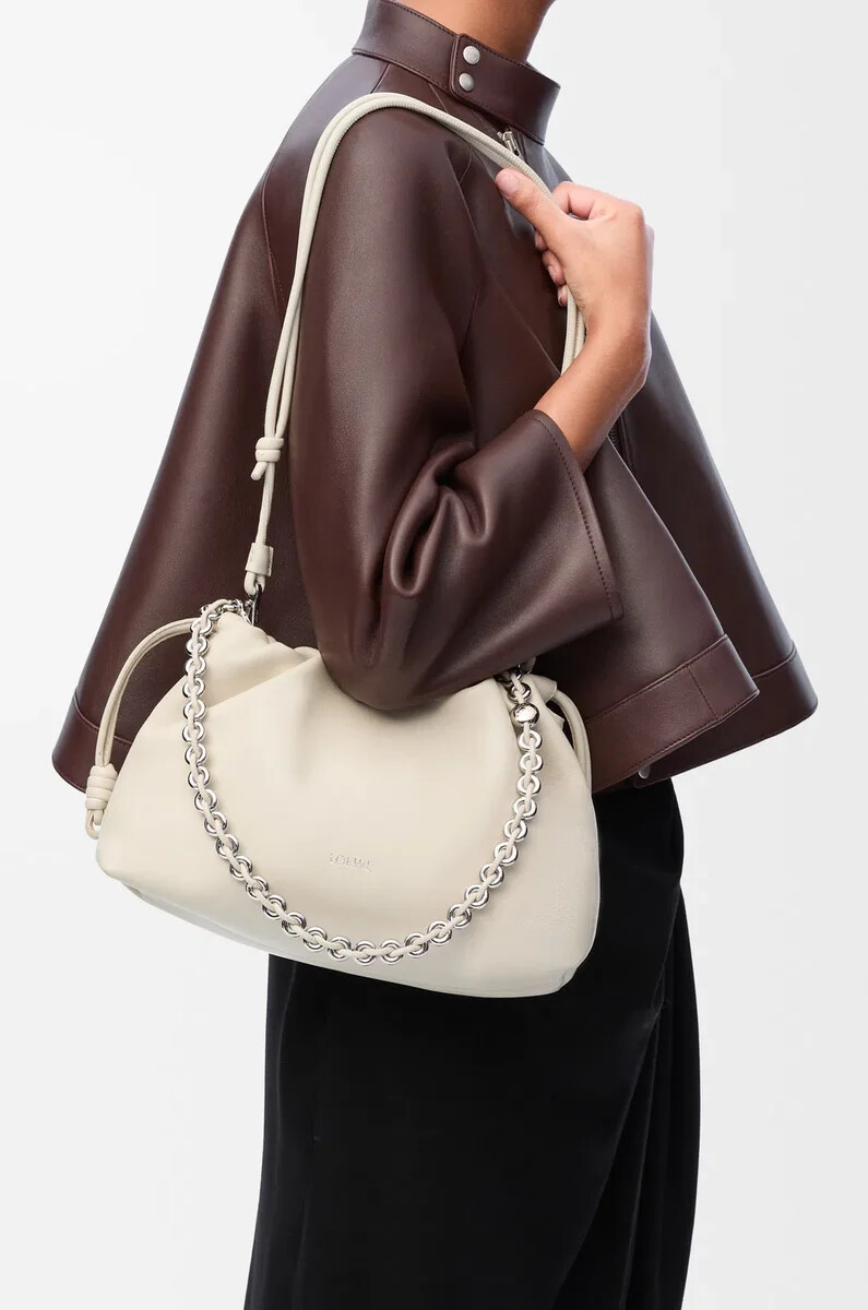 sac à main flamenco moyen en cuir dagneau nappa souple sel marin