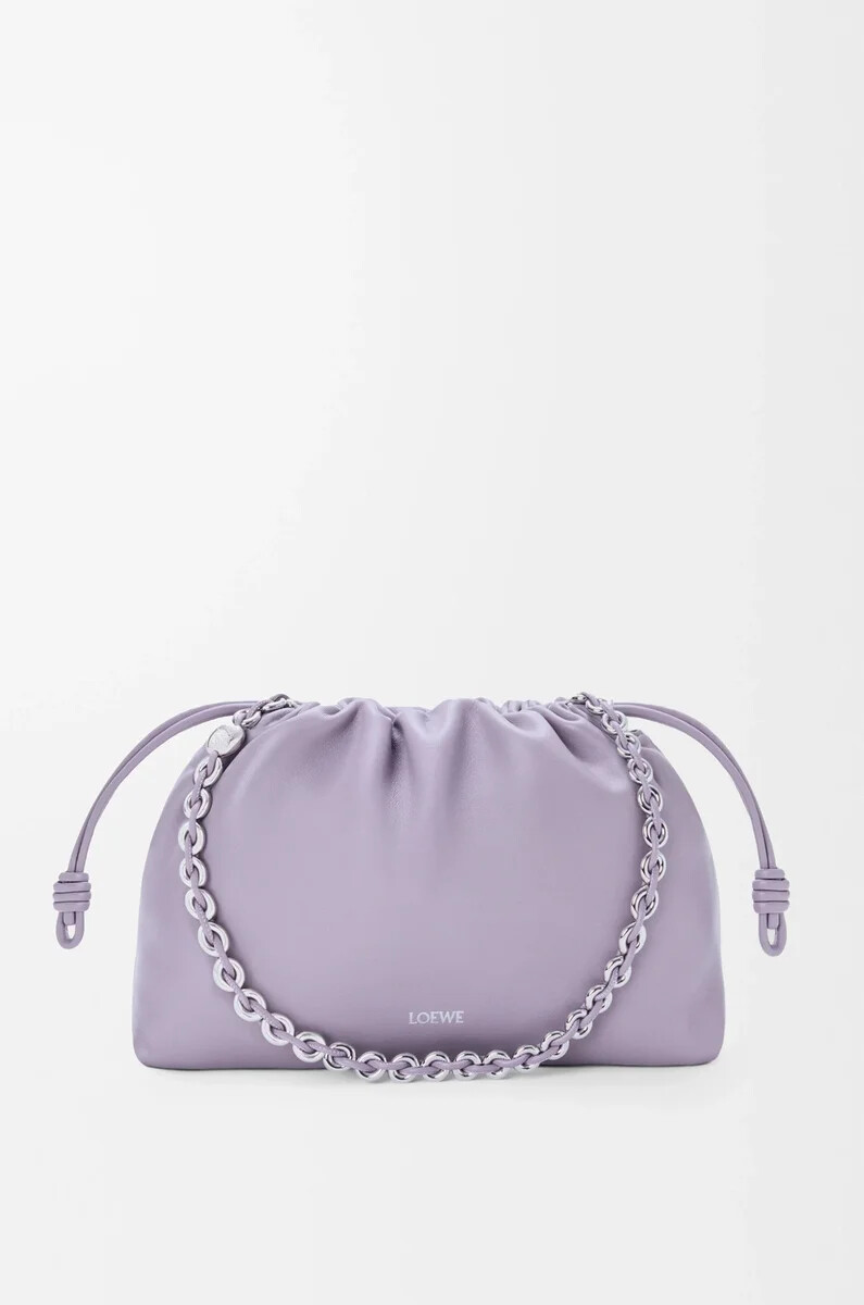 sac à main flamenco moyen en cuir dagneau nappa souple couleur mauve foncé