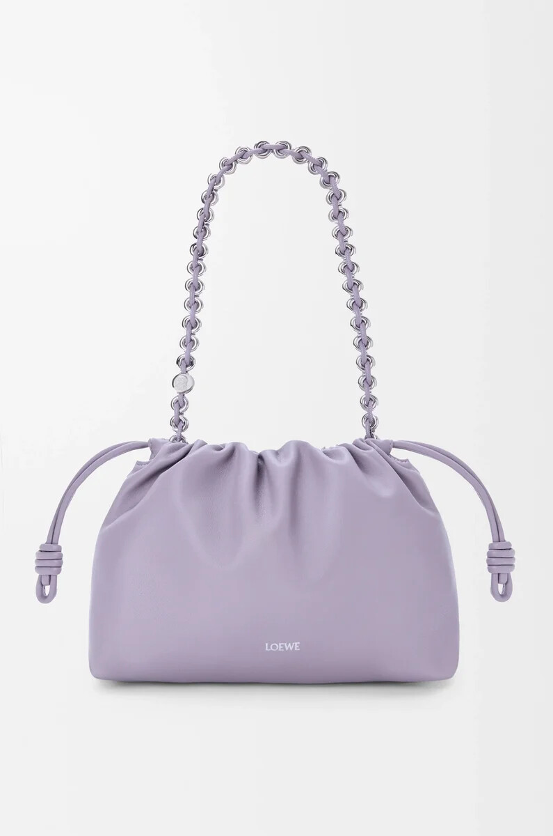 sac à main flamenco moyen en cuir dagneau nappa souple couleur mauve foncé