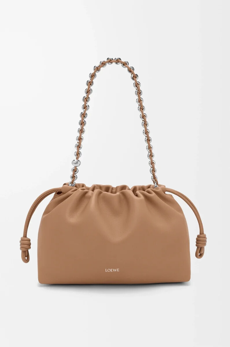 sac à main flamenco moyen en cuir dagneau nappa souple couleur moka