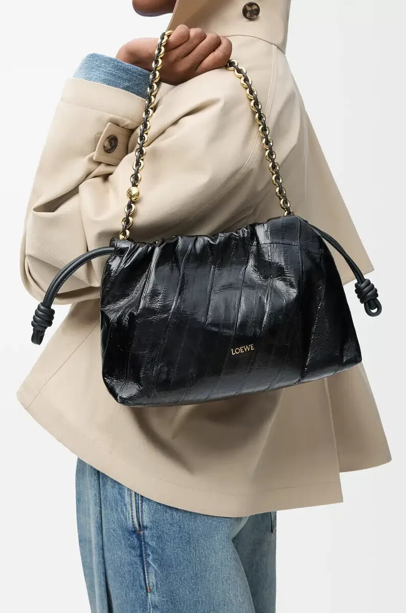sac à main flamenco moyen en anguille noire